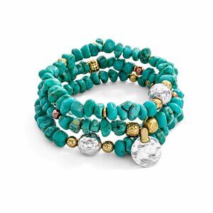 Silpada Bright Blue Stretch Bracelet Set of 3 Howlite Sterling Silver B3422